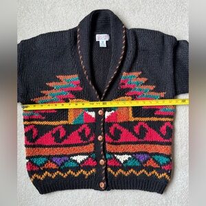 Chic Black Multicolor Women's Cardigan